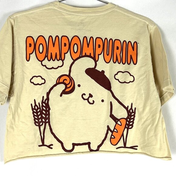 Sanrio Pompompurin Cut Cropped T Shirt Cream M French Bread - Picture 4 of 5